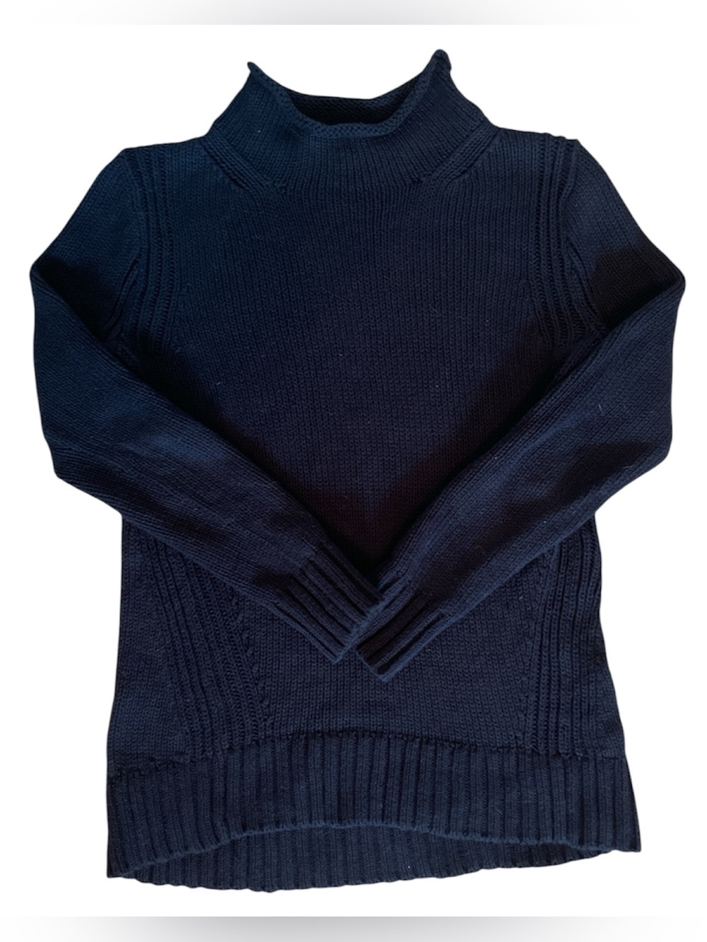 J Crew Women’s Oarsman 1988 Roll Neck Navy Chunky Knit Cotton Sweater Size XS